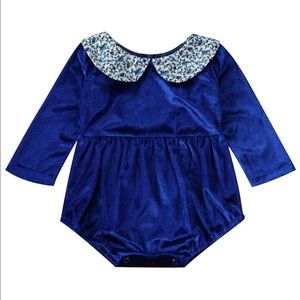 Peter Pan Collar Royal Blue Romper
